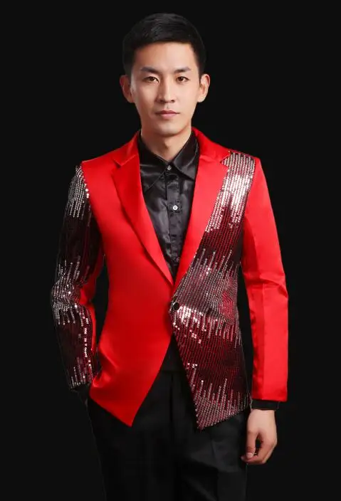 Sequins blazer men formal dress latest coat pant designs slim suit trouser marriage wedding suits for men's red fashion | Мужская