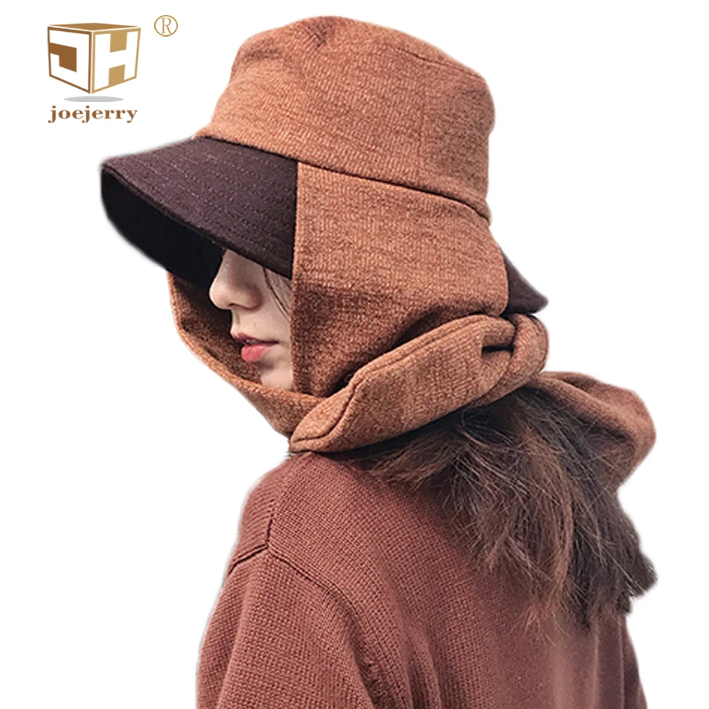 Joejerry зимняя панамка с шарфом шерсть Flet женская панама Мужская теплая вязаная