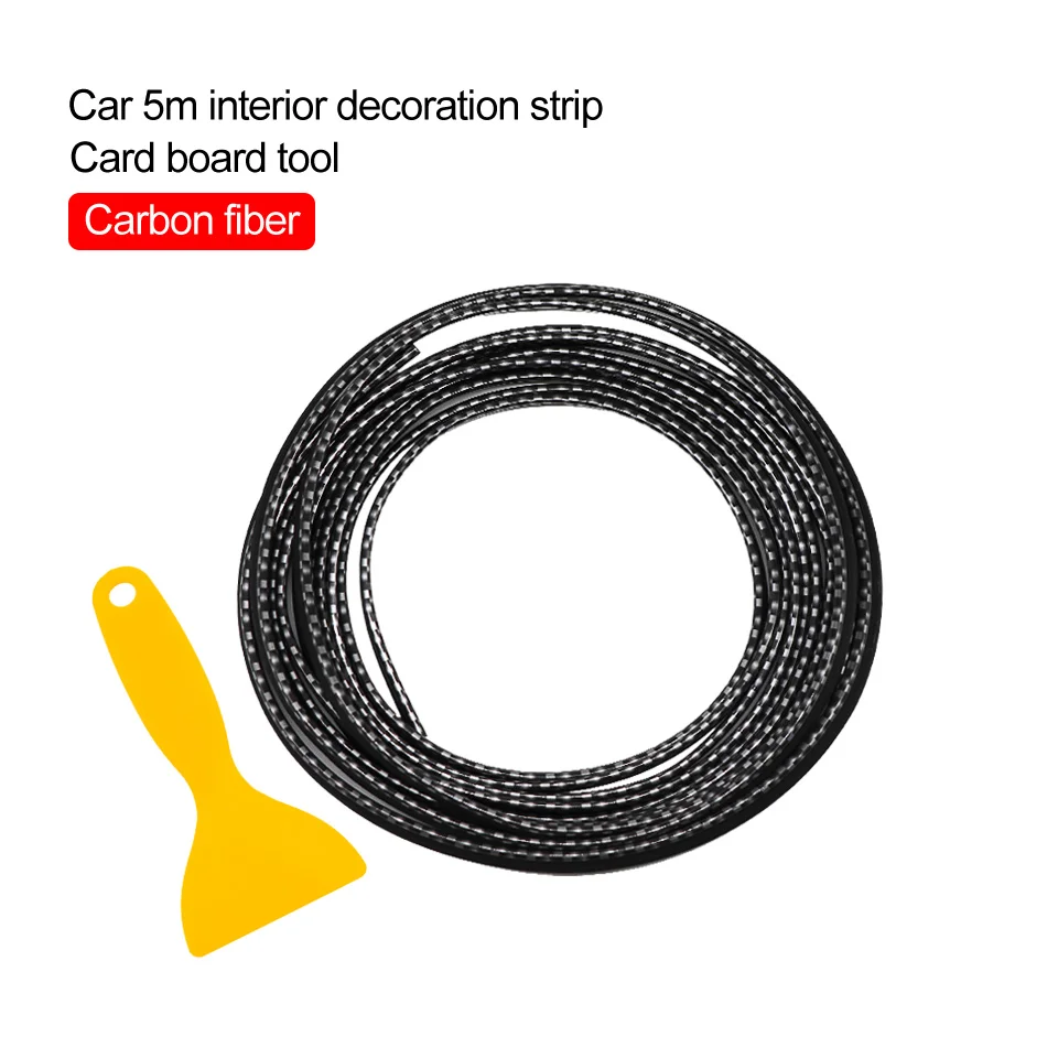 Carbon fiber 5 м автомобильные декоративные полосы для интерьера, Формовочная Отделка приборной панели, края двери, универсальные аксессуары для cruze skoda, автостайлинг - Название цвета: Carbon fiber