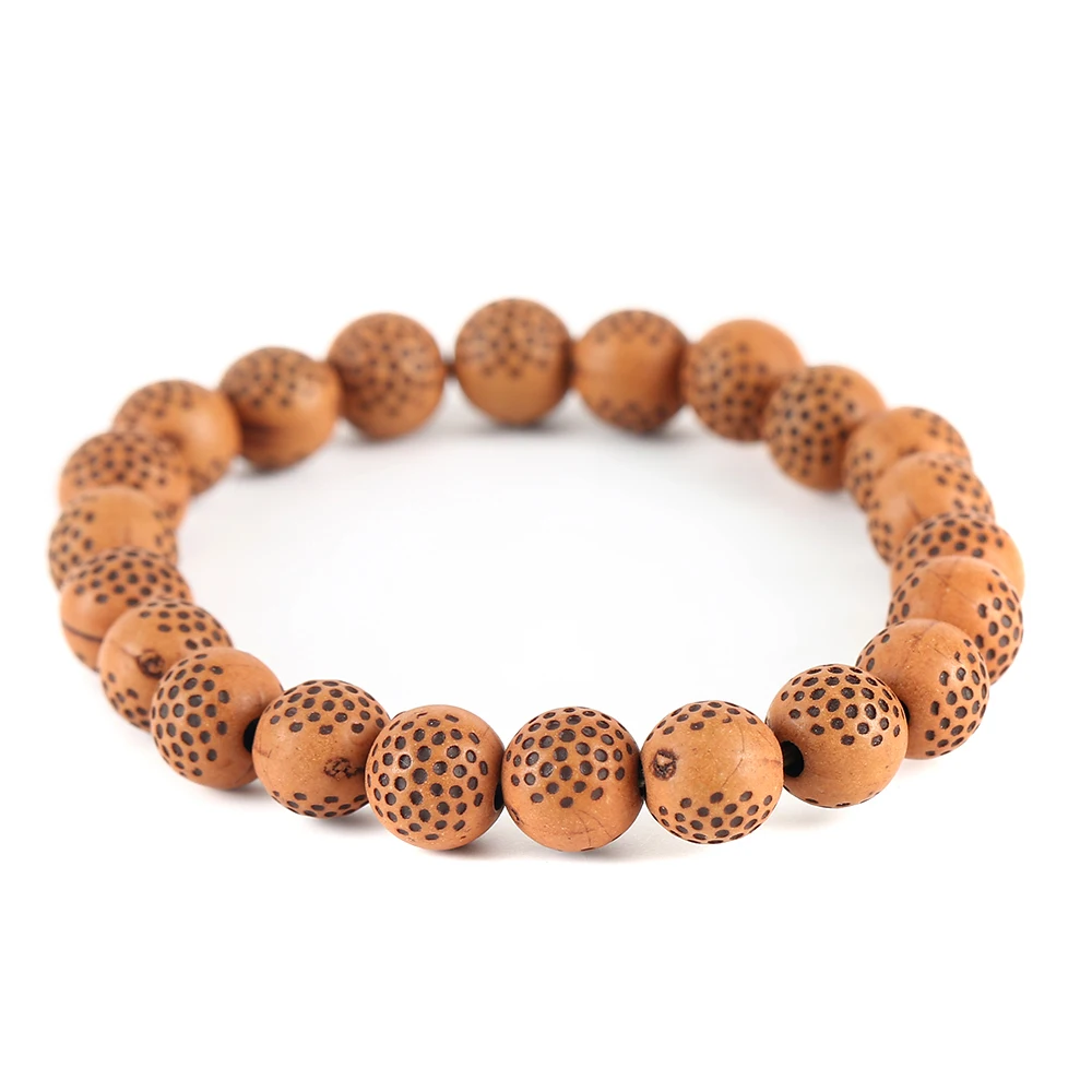 Волнистый браслет Wenge Mala Buddha деревянные бусины Очаровательные бусы браслеты для
