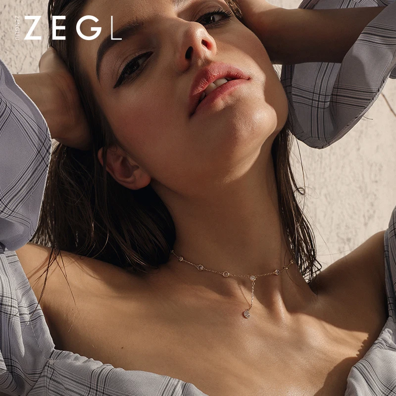 Женское Ожерелье ZEGL короткое ожерелье с цепочкой для ключиц персонализированная