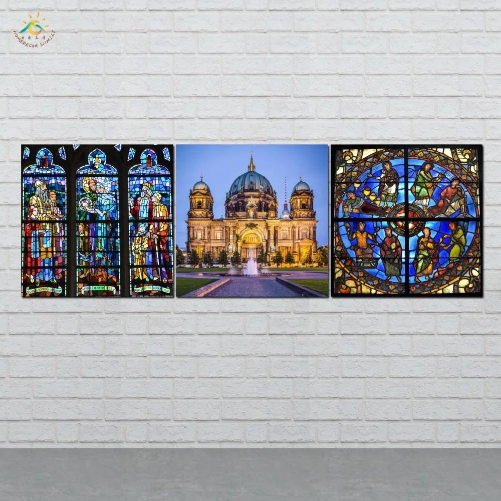 

Christian Architecture Picture And Poster Canvas Painting Modern Wall Art Print Pop Art Wall Pictures For Living Room 3 PIECES