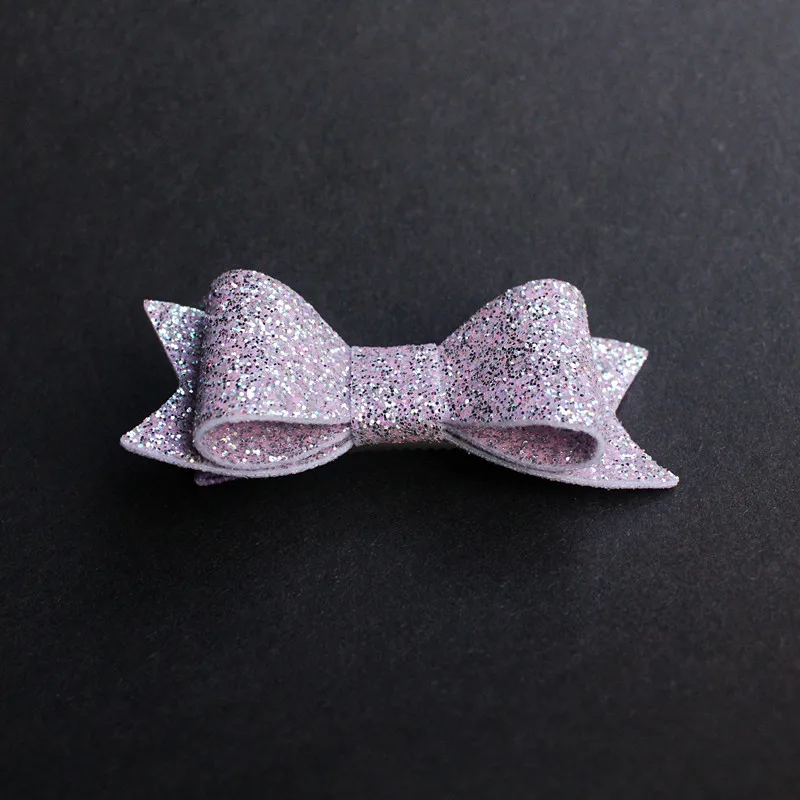 Purple pink color 12 шт./лот modish Girls блестящие кожаные банты для волос Бестселлер блестящие фетровые детские заколки для волос бант блестящие заколки для волос шпилька для девочек - Цвет: Purple pink color