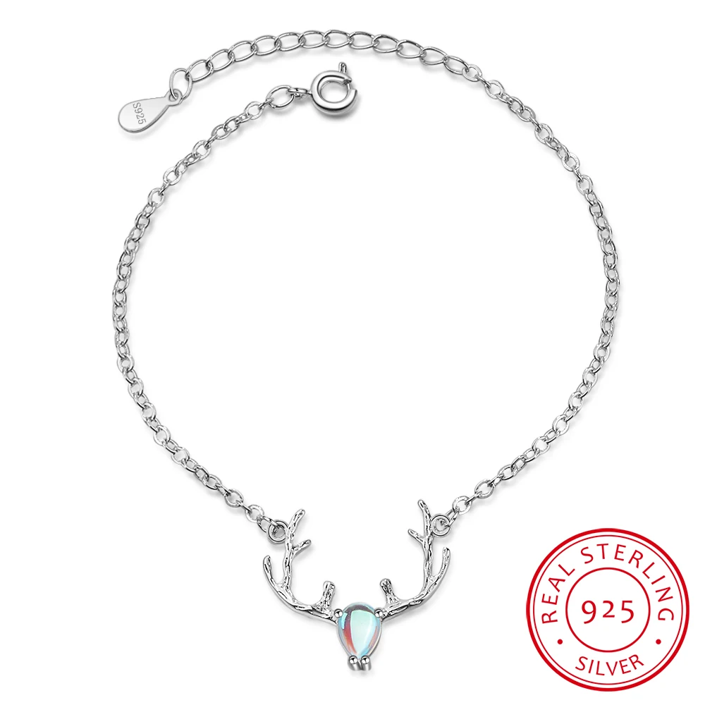 New Fashion Colorful Moonstone Cute Animal 925 Sterling Silver Jewelry Temperament Elk Deer Exquisite Crystal Bracelets Sb118 | Украшения и