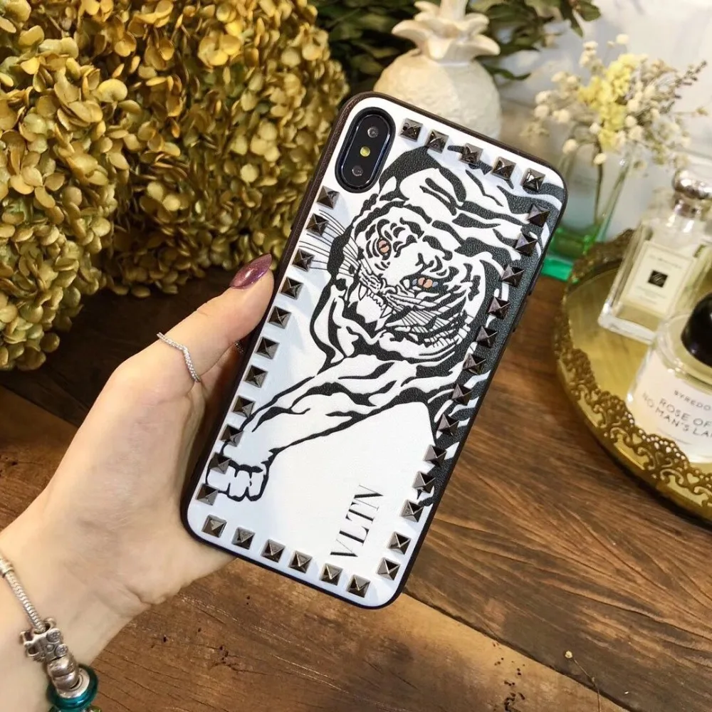 Aoweziic Европейская и американская мода заклепки для iphone XS Max XR Чехол для мобильного телефона 6s 7 8plus все включено мягкая кожа