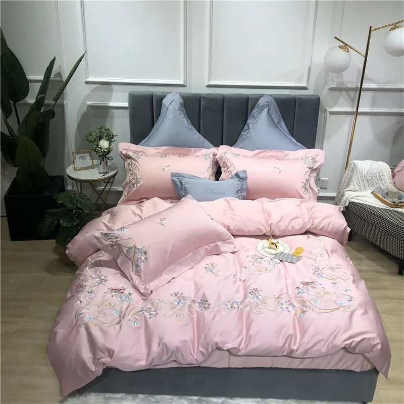 9 Little Daisy embroidery Bedding Sets girls Beddingset egyptian cotton Bed Linen Duvet Cover Bed Sheet Pillowcase/bed Sets 4/7pcs - Цвет: 9