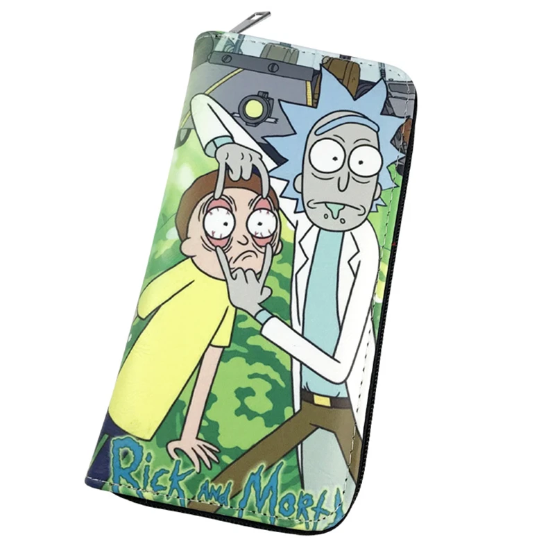 Лидер продаж, Длинный кошелек Rick And Morty с рисунком из мультфильма, зеленый цвет, кошелек для женщин, чехол для телефона с держателем для карт, карман на молнии
