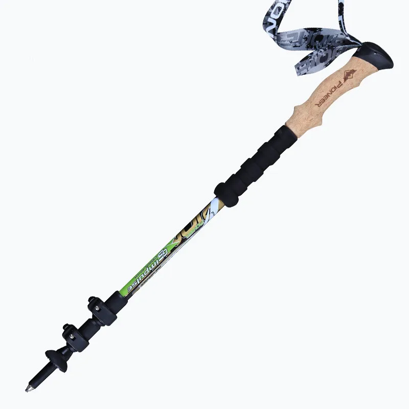 1pc black green PIOMEER, новинка, 3 секции, высокая твердость, углеродное волокно, для походов по пересеченной местности, для прогулок, трость, шок, треккинг, палка, альпеншток - Цвет: 1pc black green