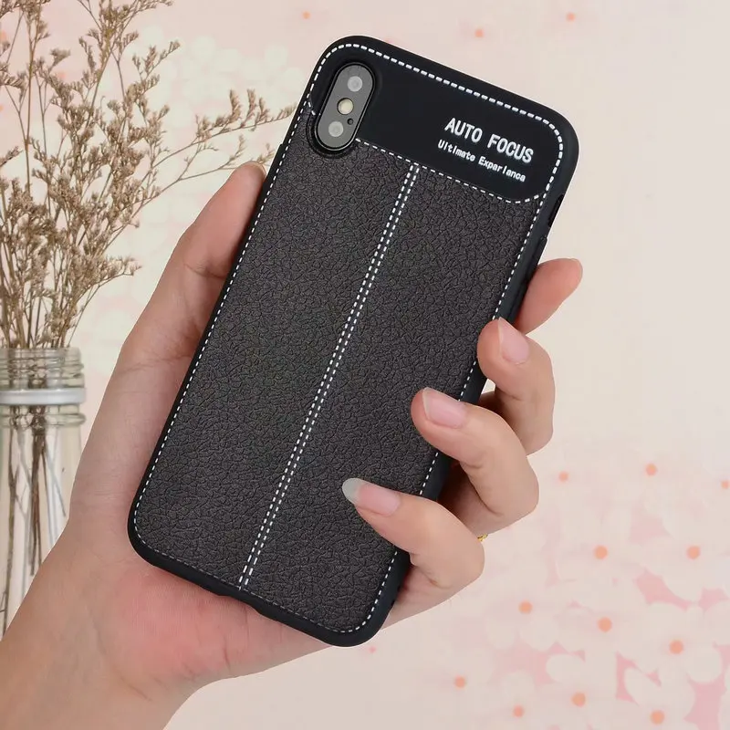 Тонкий чехол для телефона iPhone 6S 6 7 8 Plus XS Max кожаный Мягкая кожа ТПУ силиконовый
