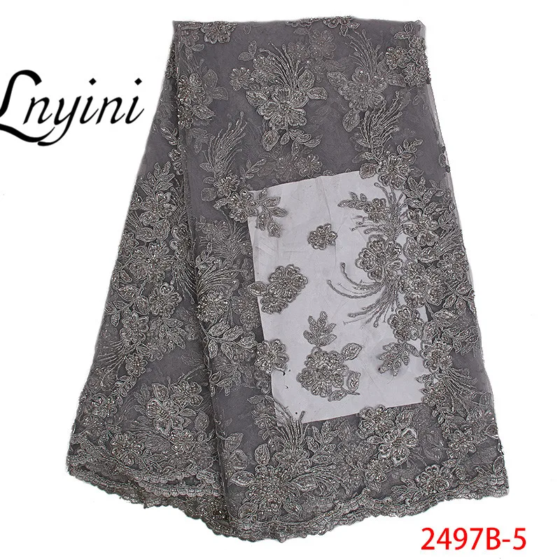 Latest French Nigerian Handmade Of Laces With Beads African Lace Fabric 2019 High Quality Tulle Material L2497B-1 | Дом и сад