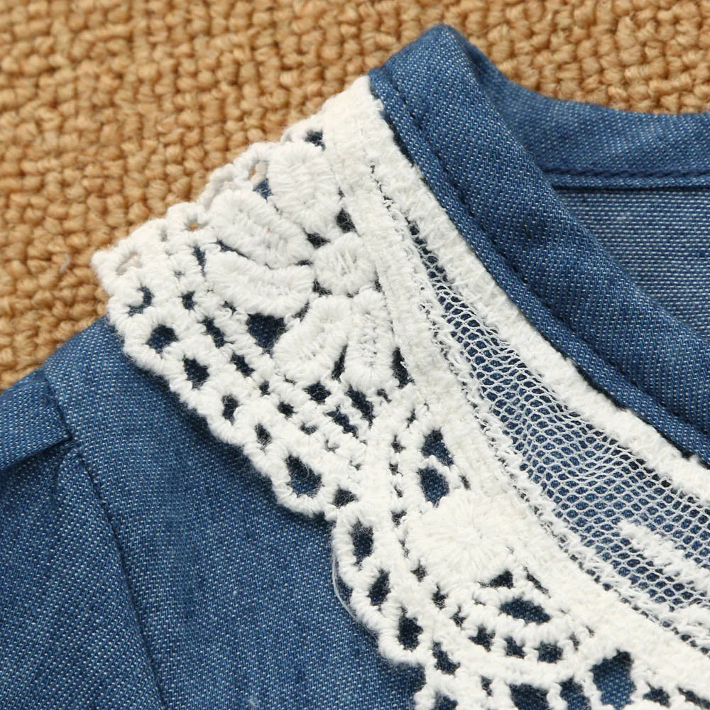 LONSANT Toddler Baby Girls Dress Kids Lace Denim sweet Tuller Ball gown lacing Tutu infant kids Princess | Детская одежда и обувь