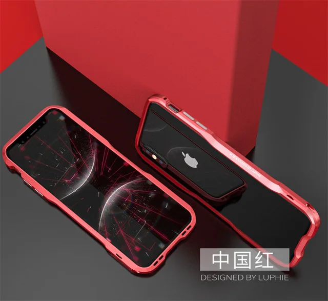 Высококачественный Роскошный Алюминиевый металлический бампер LUPHIE для iphone X XS MAX XR 6 6s 7 8 Plus чехол с металлической кнопкой - Цвет: Red