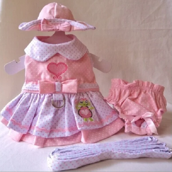 S15 новый дизайн Φ набор платье для собаки щенка кошки + поводок ошейник шляпа