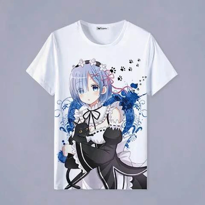 Футболка с надписью Re: Zero Kara Hajimeru Isekai Seikatsu рубашки жизнь в другом мире от нуля