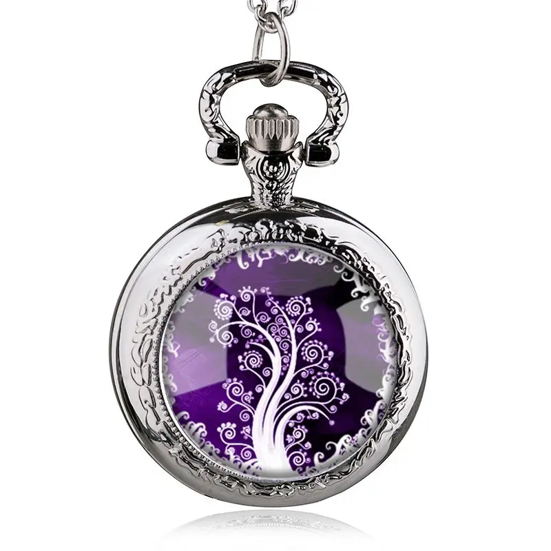 Винтажное ожерелье в стиле стимпанк Серебристые кварцевые карманные часы с