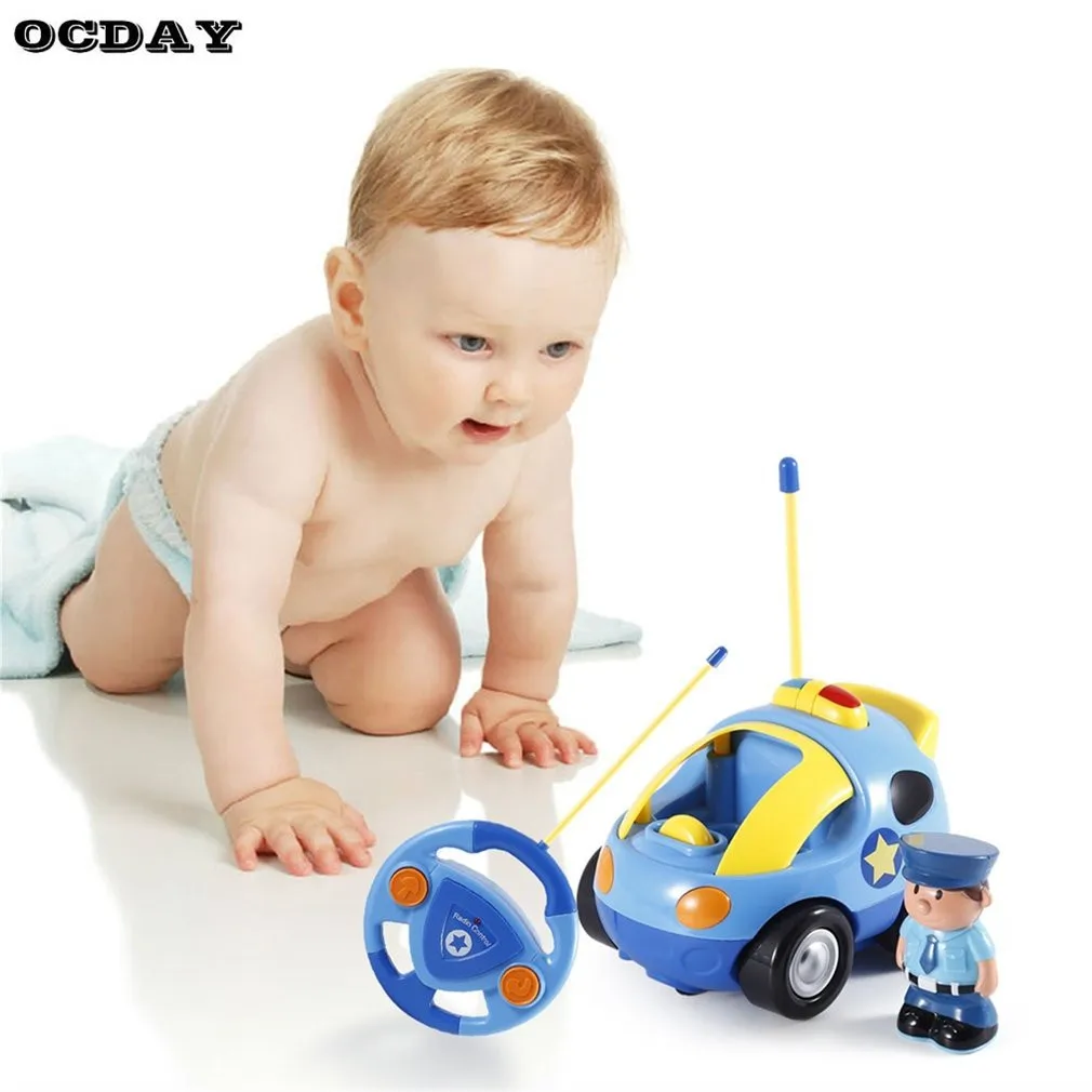 OCDAY мультипликационные Детские радиоуправляемые автомобили полицейский