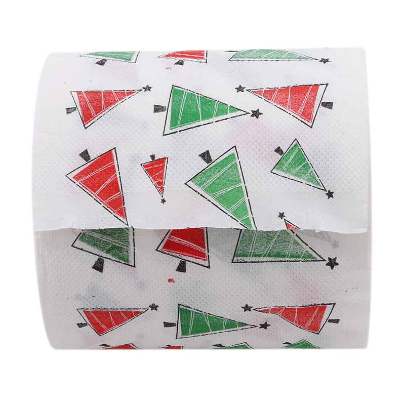 

1Roll Tissue Xmas Decor Chirstmas Tree Patterns Toilet Paper Home Bath Living Room Toilet Paper Santa Merry Christmas Supplies