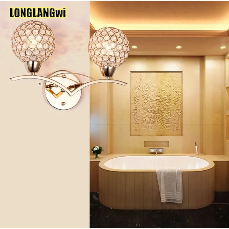 Современные хрустальные Настенные светильники с двойным ползуном для спальни