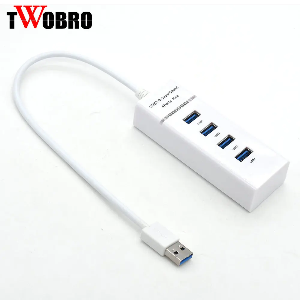 Хит, 4 Порты и разъёмы USB 3,0 Hub Высокоскоростной разветвитель для компьютера Тетрадь портативных ПК Mac MacBook WIN 7 8 Usb кабель