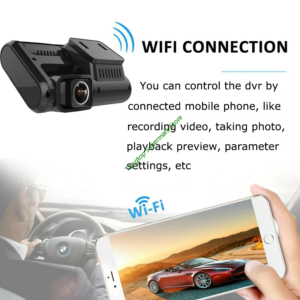Novatek 96663 HD gps Автомобильный видеорегистратор, WiFi 1080P DVR с сенсором sony, камера заднего вида, ночное видение, двойной объектив, авто видеорегистратор