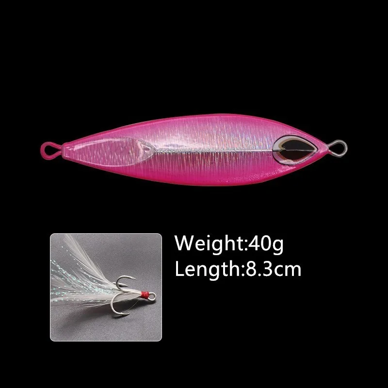 pink 40 Mavllos светящаяся металлическая приманка с зажимом для ловли рыбы 40 г 60 г 80 г приманка для Глубоководной Рыбалки - Цвет: pink 40