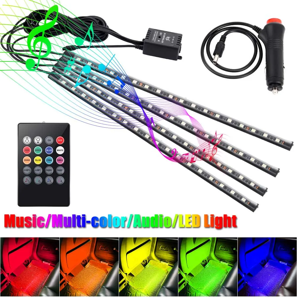 Горячая Распродажа 4 шт. Автомобильная атмосферная лампа с пультом