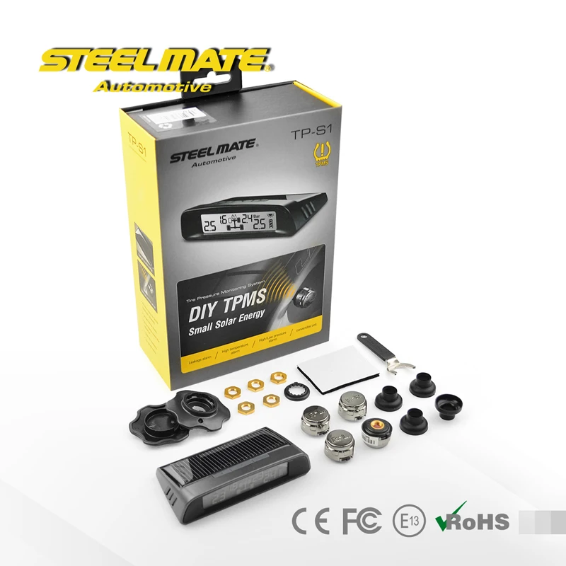 Steelmate DIY Car TPMS TP-S1 Solar Energy Chargeable Display Tire Pressure Monitoring System Wireless External Sensor | Автомобили и
