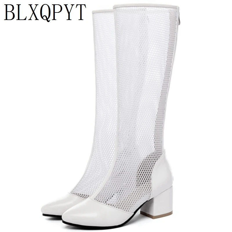 Женские сапоги на высоком каблуке BLXQPYT размеры 32-45 пикантные сетчатые и молнии