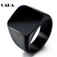 new hip hop men rings high quality classical square face finger rings 316l stainless steel gold color men ring jewelry cara0283