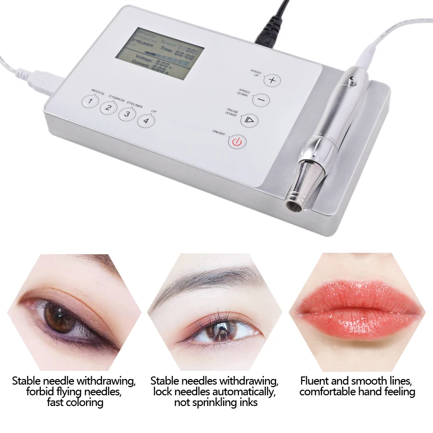 Набор для тату-машинки, цифровой аксессуар для перманентного макияжа, искусственный мотор с просечкой, блок питания для татуировок, бровей, губ