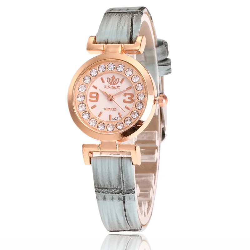 

Luxury Fashion Rose Gold Case Leather Watches Women Ladies Crystal Dress Quartz Wrist Watch Relojes Mujer M22