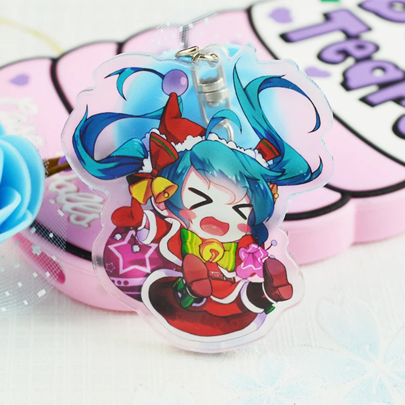 7 Hatsune Мику акриловый брелок Аниме подвеска автомобильные аксессуары японский прозрачный брелок игра зеленый лук Брелок - Цвет: 7