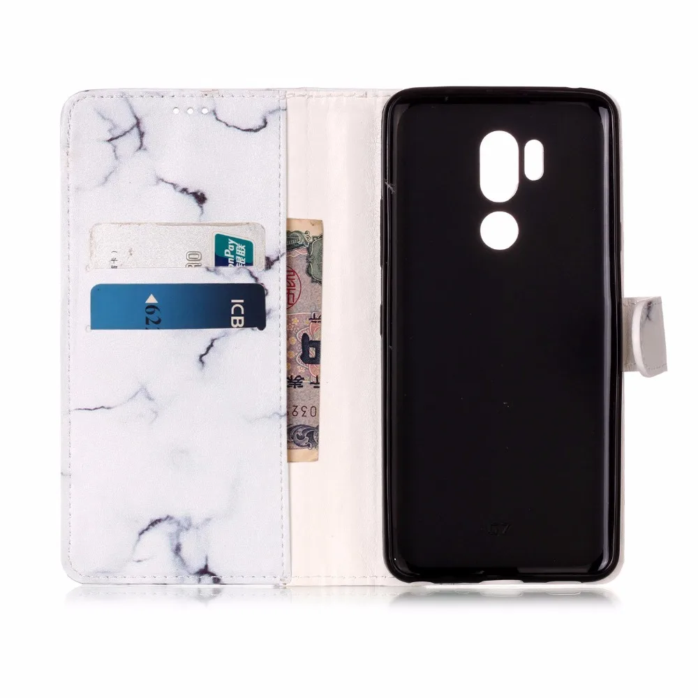 50 шт./лот защитный чехол из мрамора с 2 картами кожаный для LG G7 V30 K8 K10 2018 Stylo 4 в виде