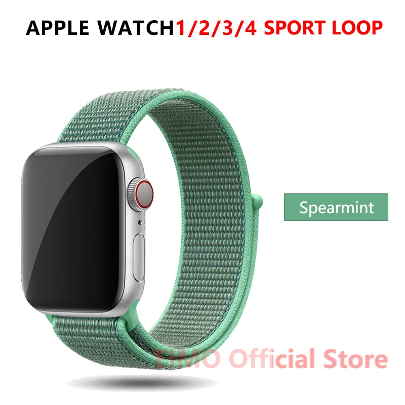New Spearmint EIMO ремешок для Apple Watch ремешок 44 мм 40 мм Apple Watch 4 5 3 2 1 iwatch ремешок 42 мм 38 мм Спортивная петля нейлоновая петля браслет ремешок для часов - Цвет ремешка: New Spearmint