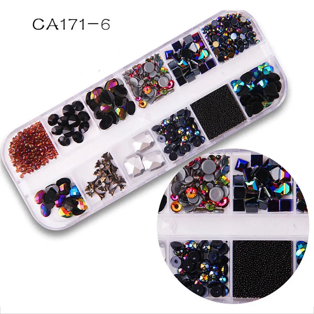 CA171-6 Mix Shaped 3D сплав металла декоры дизайн ногтей Стразы шпильки заклепки бисера металлические украшения блестящие украшения для маникюра DIY для женщин Типсы для ногтей - Color: CA171-6