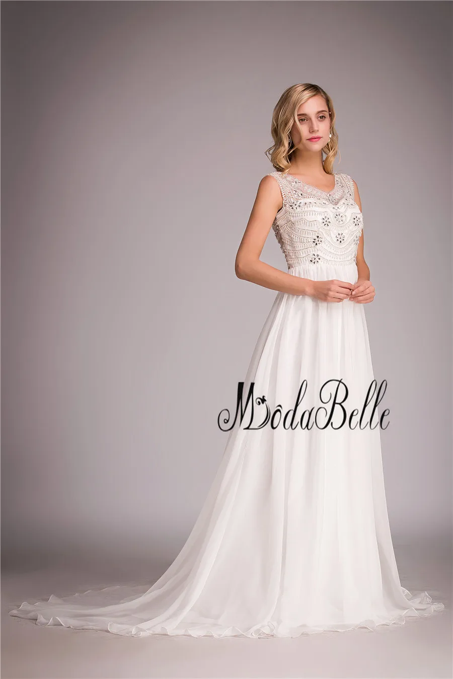 Modabelle 2018 пляжное богемное свадебное платье бохо шифоновое ТРАПЕЦИЕВИДНОЕ