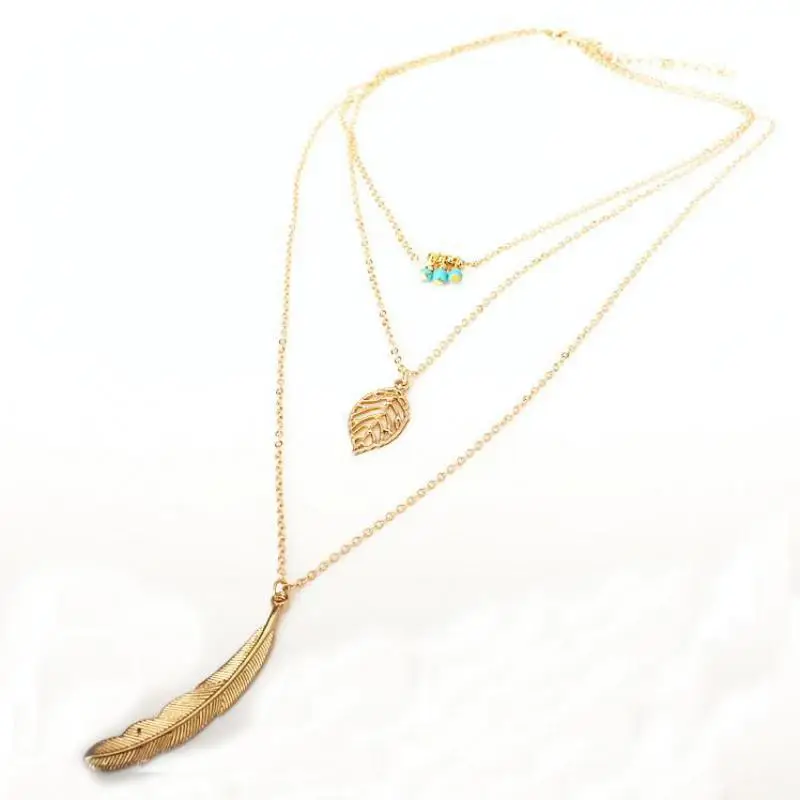 Женское ожерелье с подвеской модное многослойное 3-слойное зелеными бусинами и