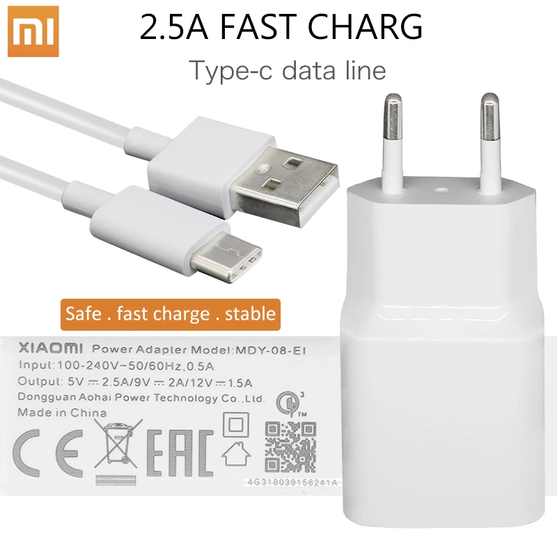 XIAO mi 12 В/3,0 А QC Быстрая быстрая зарядка USB настенное зарядное устройство адаптер ЕС с type C кабель для передачи данных для Xiaomi mi 8 6 mi 6