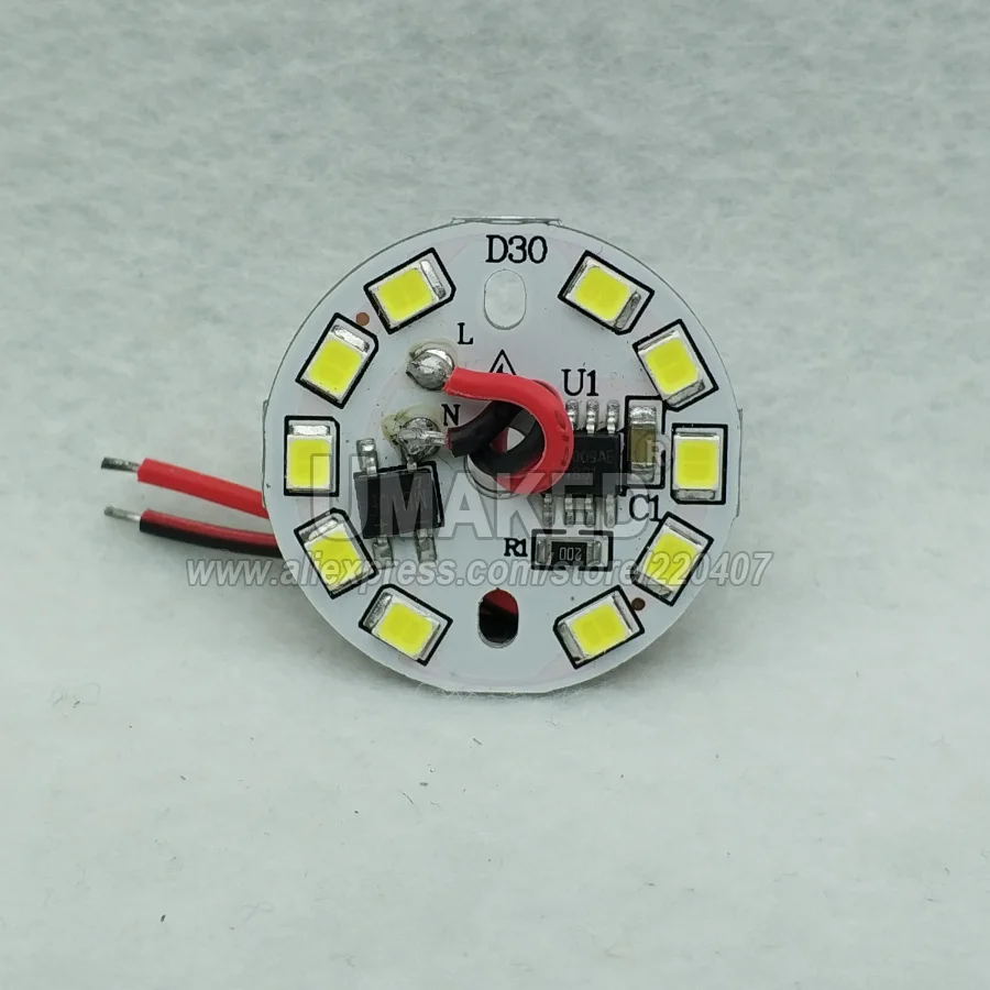 3 5 7 9 12 15 Вт AC 220 В led pcb со встроенным IC драйвер сварной 20 см провод, теплый белый/белый водителя алюминиевая пластина
