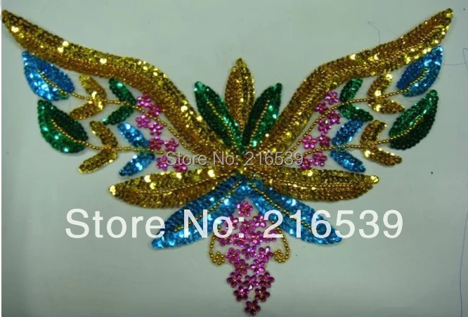 

YACKALASI 5 Pcs/Lot Sequined Floral Patches Beaded Collar Flower Stage Clothes Trims Accessories 23*35cm