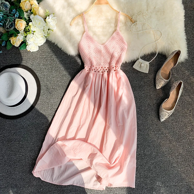 Летние Для женщин модные трикотажные Сращивание линии Тонкий до середины икры