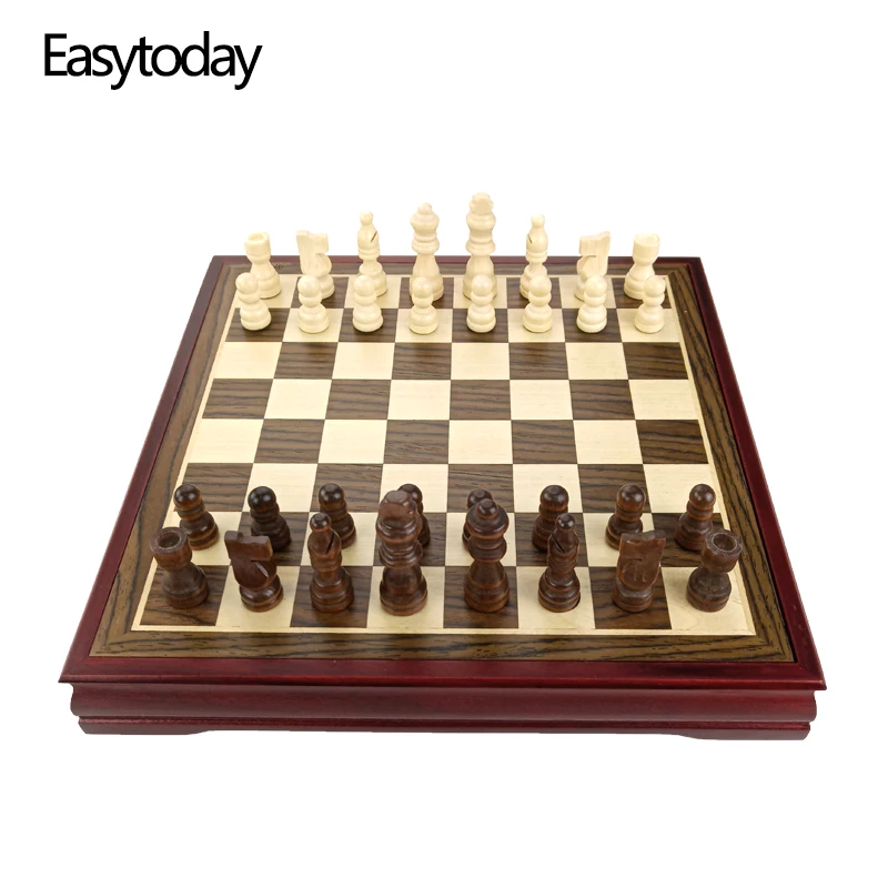 Easytoday деревянная шахматная игра набор деревянные шахматы короткие чайные