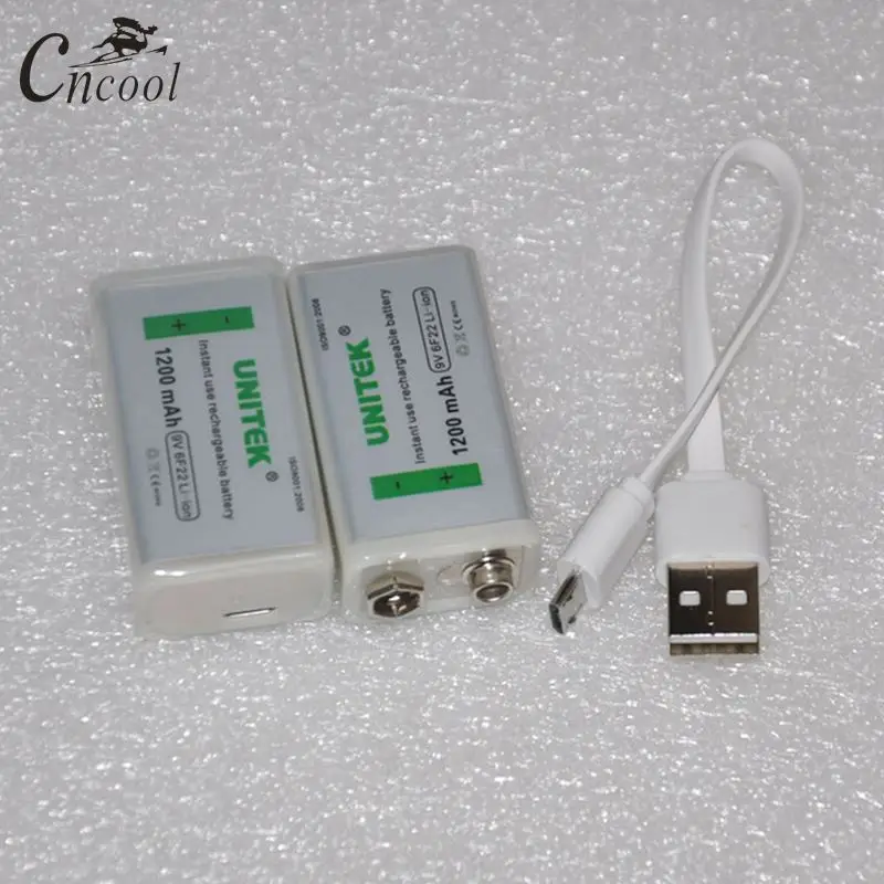 Прямая поставка Cncool Unitek мощный 9V 1200mAh USB Перезаряжаемый литий ионный аккумулятор