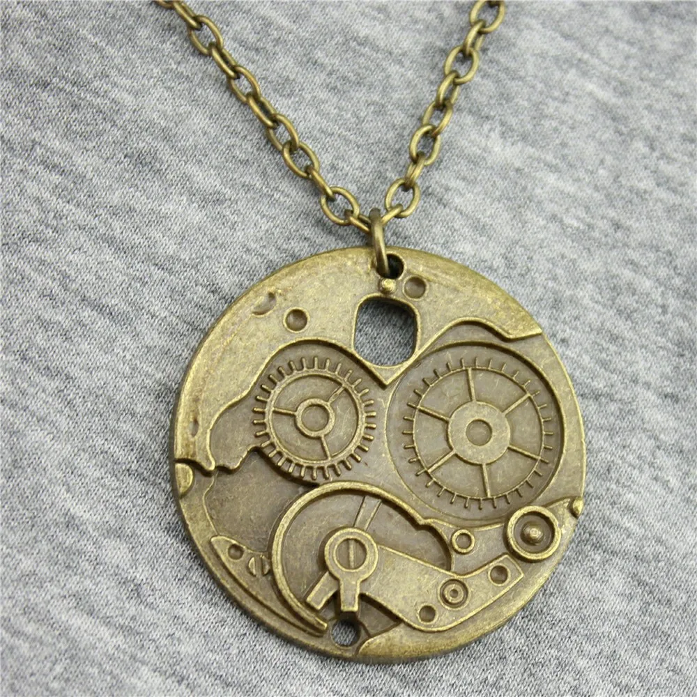 1 Piece 2019 New Vintage 37x37mm 2 Colors Antique Bronze Silver Plated Gear Steampunk Pendant Necklace Jewelry For Women | Украшения и