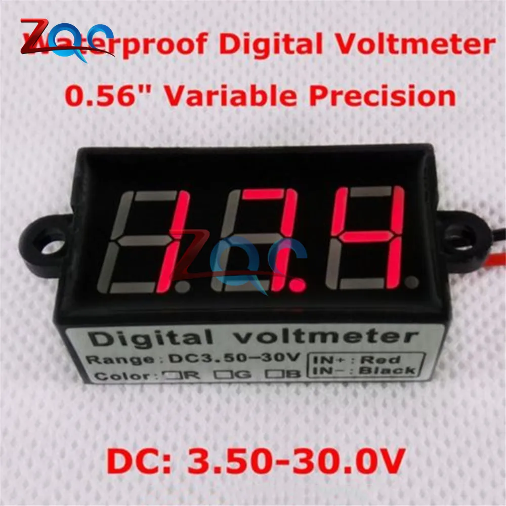 Водонепроницаемый 0 56 дюймовый DC 3 5 30V 12V 24V Мини цифровой светодиодный вольтметр