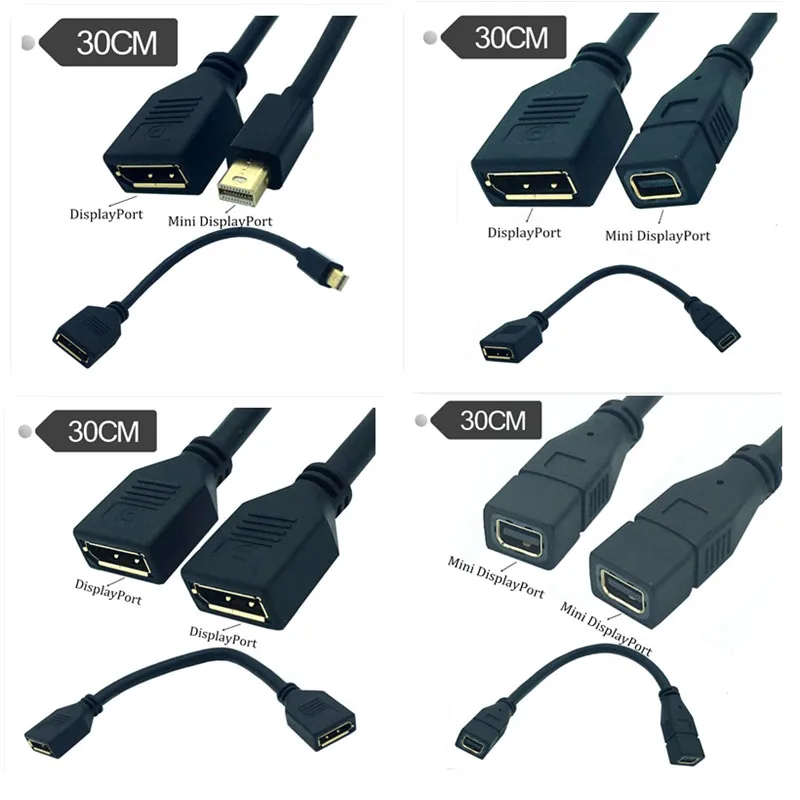 

Мини DP и DisplayPort DP Мужской и женский кабель 0,3 м/30 см