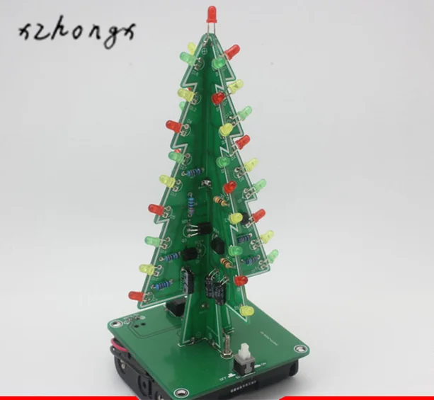 

Three-Dimensional 3D Tree LED DIY Kit Red/Green/Yellow Flash Circuit Parts Electronic Fun Suite Christmas Gif