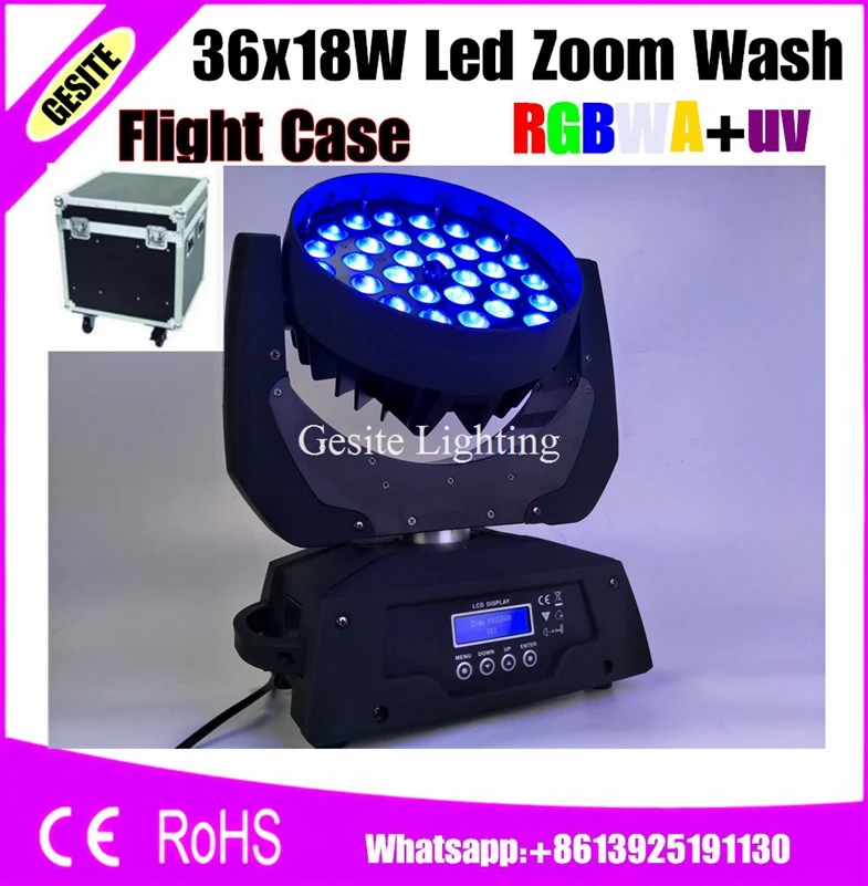 2 шт./лот упаковка футляра для полетов 36X18W Zoom Moving Head lyre Lights rgbwauv 6 in1/rgbway 6in1