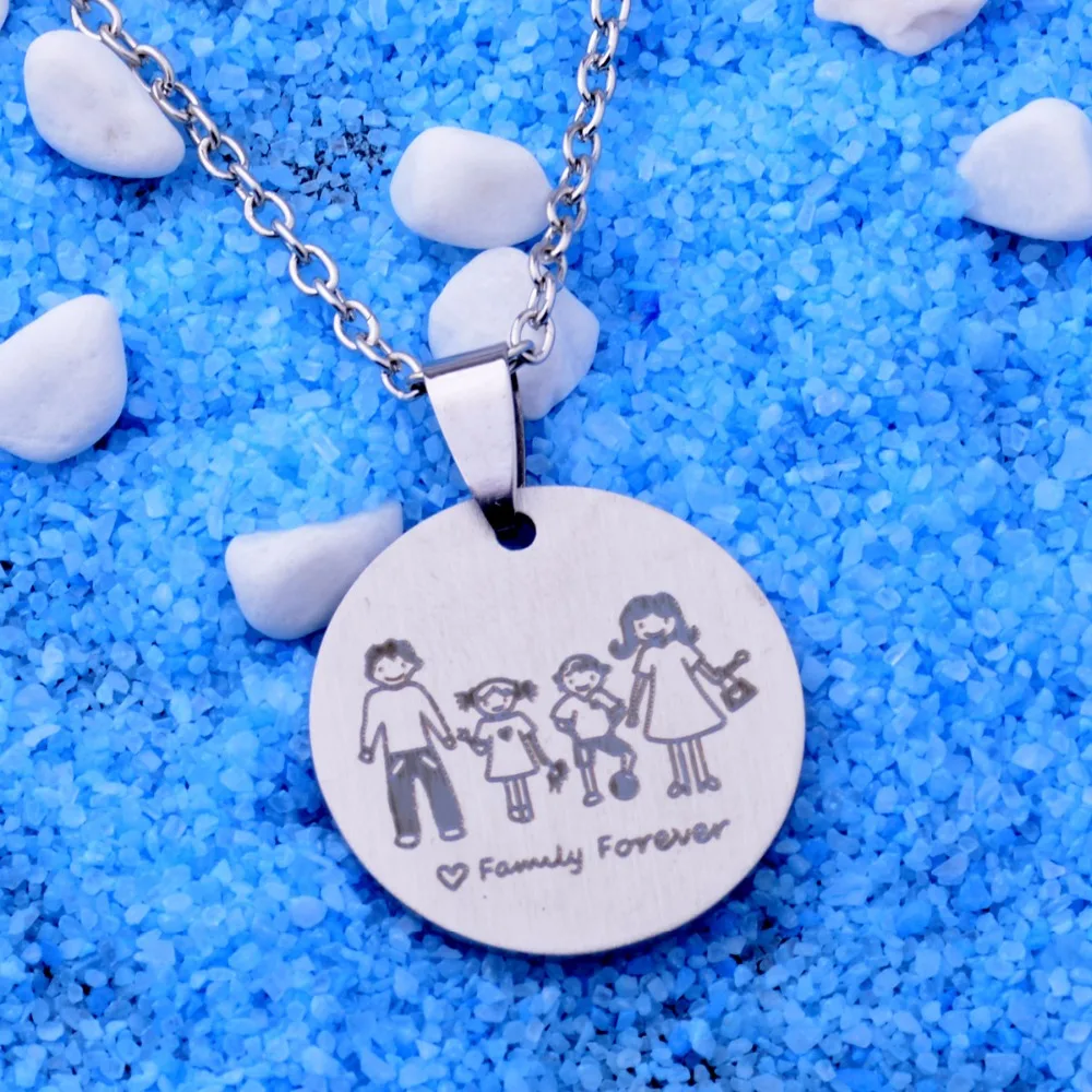 

12PC/Lot Family Forever Stainless Steel Pendant Mom Dad Love Son Daughter Gift Chain Necklace Children Mothers Fathers Jewelry