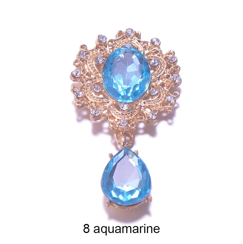 8 aquamarine J0667) 29 мм x 57 мм металлические стразы на пуговицах, светильник с золотым покрытием, с плоской задней частью, 16 цветов на выбор, 100 шт./лот - Цвет: 8 aquamarine